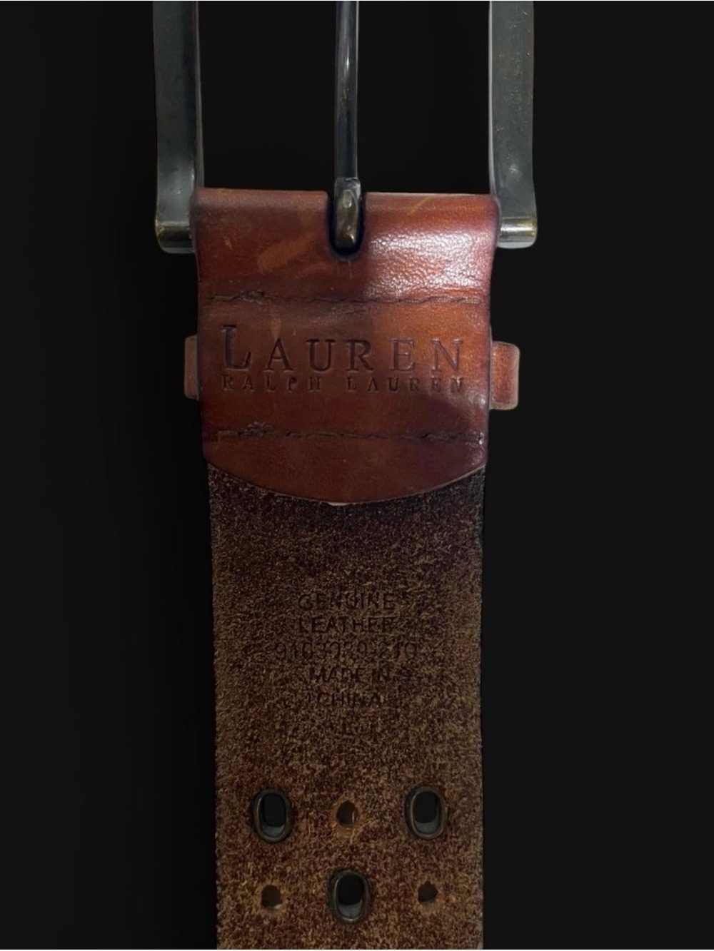 Lauren Ralph Lauren Brown Leather Studded Belt with Black Buckle - Picture 7 of 8